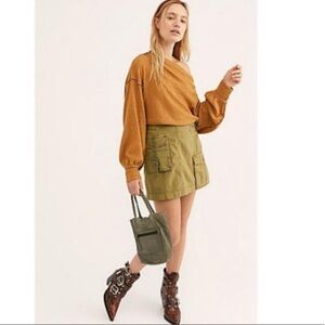 NWT Free People Olive Green Canteen Erika Utility Mini Skirt